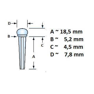 Guitar bridge pin with slot, standard model