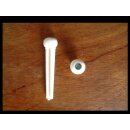 Guitar bridge pin with slot, plastic white with abalone dot