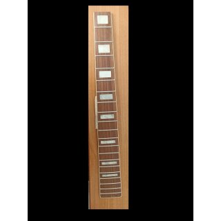 Guitar fingerboard, original from old stock, rosewood,  round, 20 inlayed frets, with side dots und binding - creme