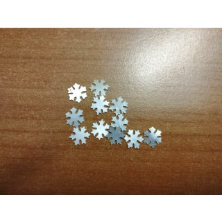 White mother of pearl inlays, snowflakes,  hand sawn - 9 mm and 0.5 mm thickness